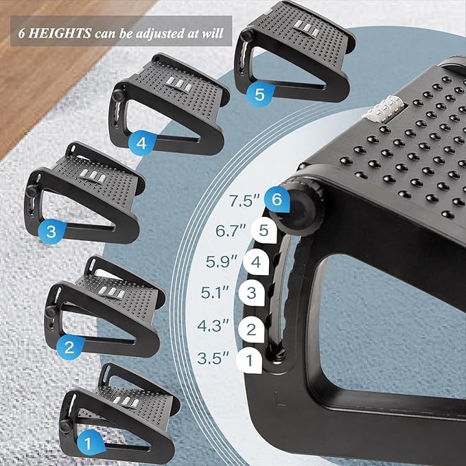 Footrest Massage Stool – Adjustable Comfort for Home & Office