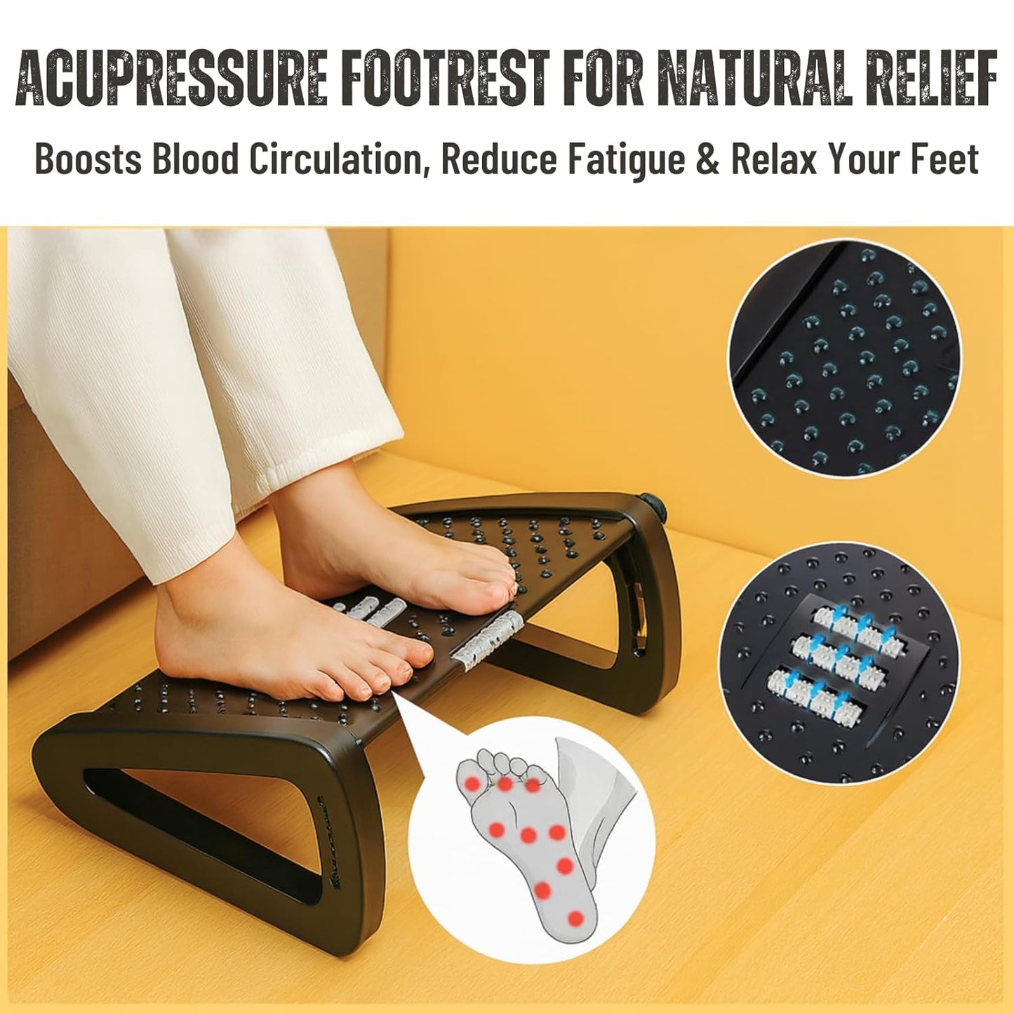Footrest Massage Stool – Adjustable Comfort for Home & Office