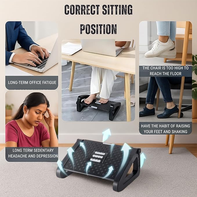 Footrest Massage Stool – Adjustable Comfort for Home & Office